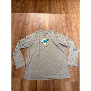 Under Armour NFL Combine Shirt Mens XL Gray Miami Dolphins HeatGear Long Sleeve